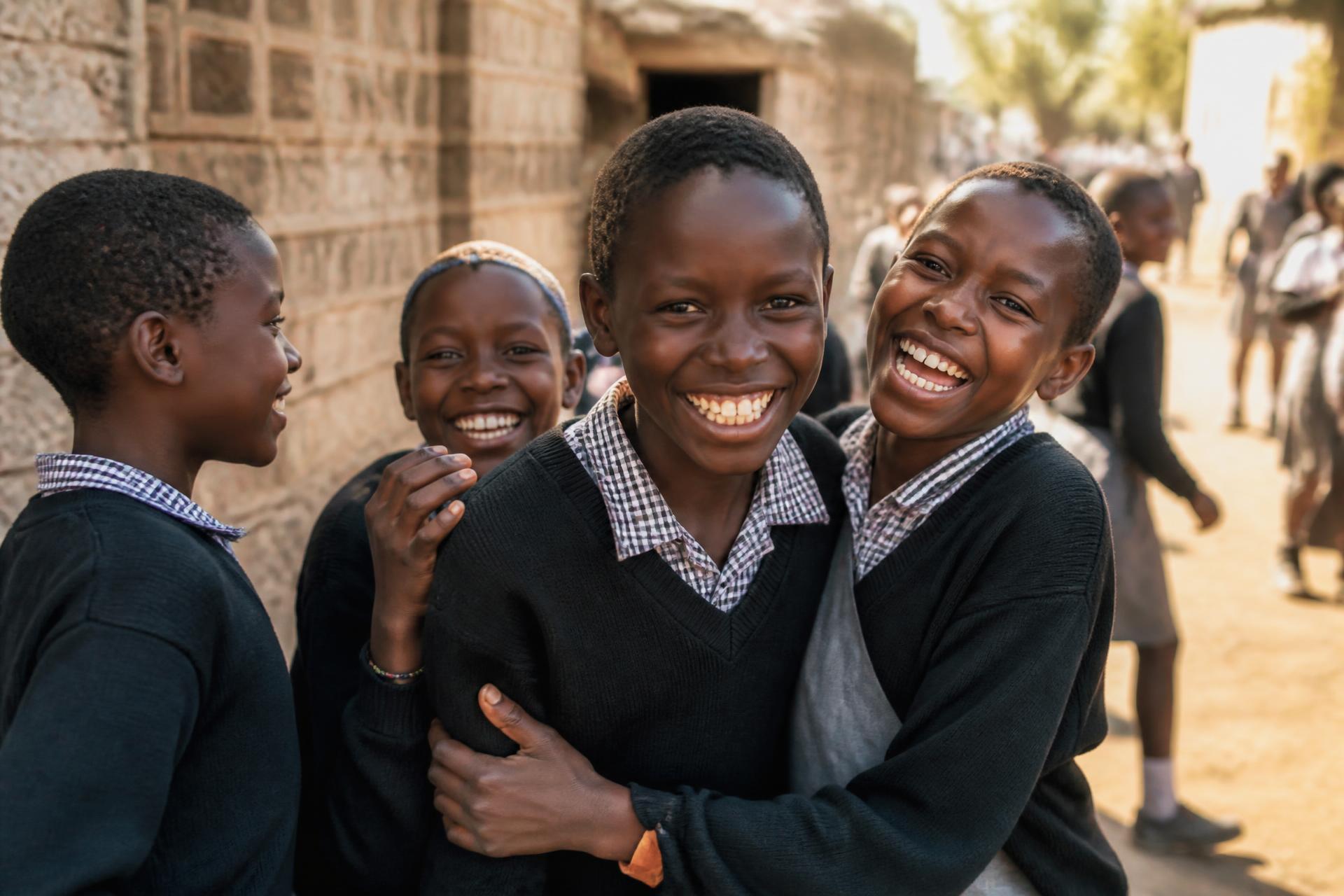 Children supported by LESPWAR TRUST smiling together